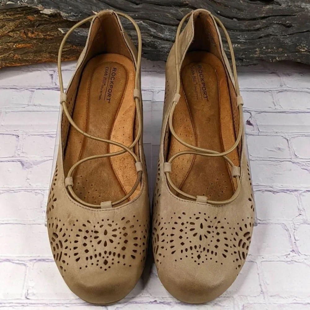 Rockport Cobb Hill Judson Cross Wedge Khaki Nubuck Flat